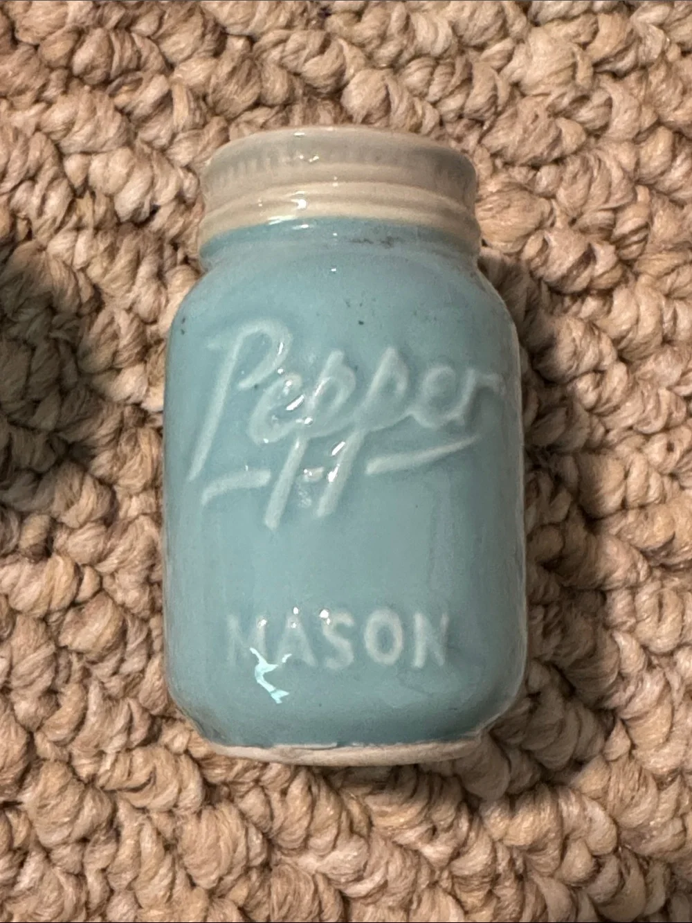 Salt and Pepper Shaker Set Mason Jar Blue
